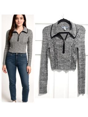 Urban Outfitters 1/4 Zip Long Sleeve
Pullover Top Gray Cotton Viscose Size Small